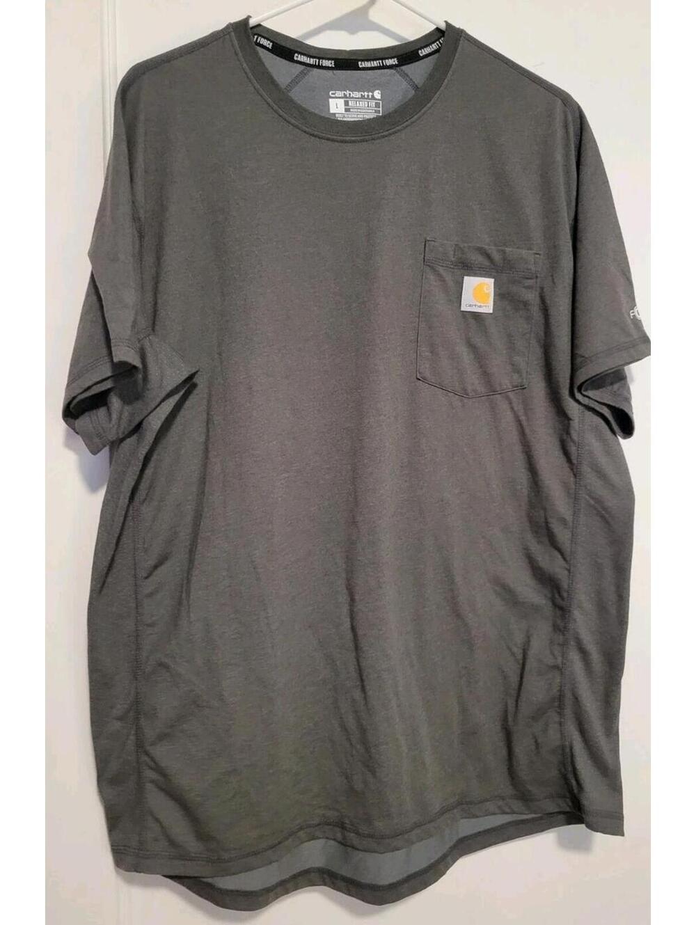Carhartt Force T Shirt Large Gray Relaxed Fit Pocket Logo Workwear